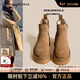 CAMILA KSENIA雪地靴女加絨加厚2025新款冬季短筒棉靴純色厚底增高東北雪地棉鞋 駝色-camel color 37