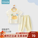 優(yōu)奇寶寶夏天套裝分體男女童寶寶夏裝t恤兒童短袖夏季嬰兒衣服兩件套 小螃蟹+檸檬黃防蚊褲 80