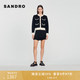 SANDRO秋冬女裝經(jīng)典款法式休閑黑白撞色扣飾圓領(lǐng)短款上衣針織開(kāi)衫 黑色 S (1)