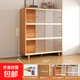 北歐置物架客廳收納儲物架亞克力門(mén)書(shū)架雜物置物架子原木風(fēng)陳列柜 【三層-可視化亞克力柜門(mén)】嶼山雪松木色100*30*102cm