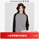 佐丹奴長(cháng)袖t恤女純棉撞色條紋寬松牛角袖圓領(lǐng)上衣女13323862
