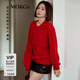MO&Co.【秦嵐同款】毛衣綿羊毛馬海毛蝴蝶結麻花肌理紅摩安珂 閃耀紅 S /160