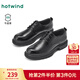 熱風(fēng)（Hotwind）男鞋春季新款男士時(shí)尚休閑單鞋黑色德比鞋商務(wù)正裝皮鞋 01黑色 牛頭層皮革 43