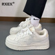 RXEX國潮休閑小白鞋男女情侶春夏季厚底內增高板鞋輕便透氣運動(dòng)鞋子男 米白色 42 (260mm)