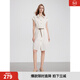 ELLE法式撞色襯衫式連衣裙女2025夏季新款編織腰帶優(yōu)雅顯瘦短裙子 米白 M