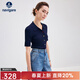 Navigare意大利小帆船短袖針織衫女士夏季舒適修身小外套中袖開(kāi)衫短款T恤 海軍藍 L 碼