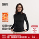 森馬（Semir）長(cháng)袖T恤女冬半高領(lǐng)發(fā)熱抑菌純色修身上衣顯瘦百搭氣質(zhì)打底衫 黑色90001 M