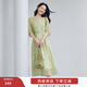 香影通勤黃色連衣裙女2026春新款簡(jiǎn)單大方氣質(zhì)泡泡袖印花中長(cháng)裙 綠花 M 160/84A/95-110斤
