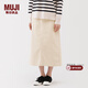 MUJI 女式 彈力燈芯絨 窄裙 長(cháng)半身裙 裙子女裝女款 25年冬季BE1XWA5A 象牙色 M （160/66A）