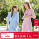 Scofield法式飄帶優(yōu)雅收腰顯瘦氣質(zhì)百褶連衣裙女裝夏季 粉色 S 160