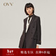 OVV秋冬熱賣(mài)女裝法蘭絨羊毛經(jīng)典雙排扣套裝西服外套 紅棕B1 S