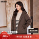 MsShe【100%綿羊毛】大碼女裝2025秋裝胖mm連帽雙面毛呢大衣外套 拿鐵色現貨 3XL