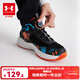 安德瑪【商場(chǎng)同款】男女兒童運動(dòng)鞋新款休閑百搭旋鈕大童籃球鞋-5 黑/橙 40