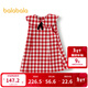 巴拉巴拉兒童連衣裙女童春秋裝棋盤(pán)格紋A字裙甜美大翻領(lǐng)簡(jiǎn)潔大氣 紅白色調00461 100