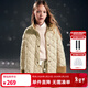 ELLE KIDS童裝 學(xué)院風(fēng)可立領(lǐng)菱形格棉服女童冬季撞色保暖輕薄外套 卡其色 165 (M)