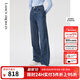 朗姿棉質(zhì)復古直筒闊腿氣質(zhì)高腰顯瘦時(shí)尚長(cháng)款女新款牛仔褲 暮色藏藍色 M