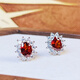 嶼琦復古紅寶石耳釘石榴石女款銀飾耳環(huán)耳飾紅珊瑚銀鉆珠寶耳飾禮物女 銀鉆紅寶石耳釘