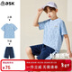 ASK JUNIOR童裝兒童套裝男童速干運動(dòng)休閑夏裝短袖T恤短褲兩件套 藍色 150