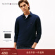 Tommy Hilfiger25秋冬新款男裝商務(wù)休閑青年純色小繡標修身翻領(lǐng)長(cháng)袖T恤POLO衫 藏青色DW5 2XL