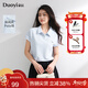 朵以2025夏季新款休閑通勤氣質(zhì)字母刺繡顯瘦短袖Polo衫藍色T恤女 月光藍 S