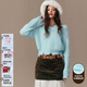 CHUU【金秋天同款】破洞針織衫女2025冬新品慵懶設計感含羊毛拉絨上衣 baby藍 均碼