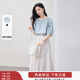 香影中袖襯衫女圓領(lǐng)2025夏裝新款慵懶泡泡袖氣質(zhì)淑女寬松藍色上衣 套裝 襯衫+半裙 M 160/84A/95-110斤