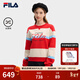 FILA 斐樂(lè )官方女子套頭衛衣2026春季新款舒適寬條紋拼色針織上衣 杏仁卡其-BG M 165/84A/M