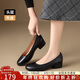 ZHR頭層牛皮女鞋春夏通勤皮鞋子女粗跟單鞋正裝職場(chǎng)工作鞋KM16黑色35