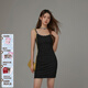 CHUU純色吊帶連衣裙女2025秋夏新品辣妹微透性感字母織帶背心裙 黑色 均碼
