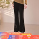 煙花燙黑色加絨褲子女高級感時(shí)尚2025秋冬通勤百搭繡花微喇褲JY 薄雪 黑色 L