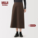 MUJI 女式橫豎彈力起毛寬擺裙長(cháng)半身裙裙子女裝 25年冬季 BE1XXC5A 棕色 XL (165/74A)