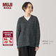 MUJI女式 牦牛絨混 V領(lǐng)毛衣 女款冬季長(cháng)袖內搭針織衫BA1P9A4A 炭灰色 M （160/84A）