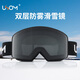USOM滑雪鏡雙層防霧男女款登山滑雪護目鏡可卡近視UF035:午夜黑