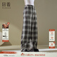 日著(zhù)原創(chuàng  )設計復古回潮灰白格香蕉褲2024冬季新款小個(gè)子休閑直筒褲子女 灰白格 S