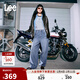 Lee25秋冬新品五袋款寬松中藍男女同款寬腿牛仔褲 中藍色  S 