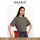 DAZZLE【青綠新年系列】地素短袖T恤25年春新款福祿絲絨貼布繡T恤 深綠色 M