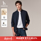 哈吉斯（HAZZYS）男裝 秋冬款保暖襯衣棉羊毛混紡英倫長(cháng)袖襯衫男ASCZK1BDK31 藏青色NV L (175/96A 48)