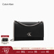 Calvin Klein【情人節禮物】單肩包荔枝紋包包金屬搭扣鏈條翻蓋CK女包斜挎包