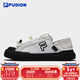 FILA FUSION斐樂(lè )潮牌女鞋一腳蹬半拖帆布鞋板鞋穆勒鞋運動(dòng)鞋 雪白/黑-SB 37.5