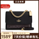 蔻馳（COACH）【送新年禮物】女包女士Klare小號風(fēng)琴包鏈條翻蓋單肩斜挎包 CV978 深棕拼黑 IMXAQ