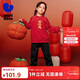 迷你巴拉巴拉男女童套裝兒童紅色加絨衛衣長(cháng)褲兩件新年款加厚新秋