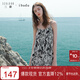 三彩2025夏季新款雪紡壓皺連衣裙無(wú)袖吊帶裙花卉寬松長(cháng)裙女