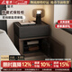 屋術(shù)意式極簡(jiǎn)床頭柜保險箱一體大容量50cm多功能床邊防盜儲物柜 0.5米【保險柜款】卡其色+胡桃木紋