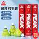 匹克（PEAK）尼龍羽毛球塑料超耐打室內室外專(zhuān)業(yè)訓練尼龍球飛行穩定防風(fēng)膠球 12只裝【黃色】耐打王 1筒