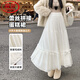 浪莎半身裙女2026春季款蕾絲蛋糕裙高腰松緊腰毛絨垂感溫柔風(fēng)A字長(cháng)裙