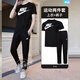 耐克（NIKE）男裝運動(dòng)套裝款26春新款透氣休閑寬松短袖T恤簡(jiǎn)約運動(dòng)長(cháng)褲兩件套 黑色大LOGOT恤+直筒長(cháng)褲 L/175