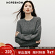 紅袖（hopeshow）復古絞花毛針織衫2025冬季新款女裝亮絲珠片落肩圓領(lǐng)高級百搭毛衣 灰060 S