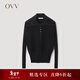 OVV秋冬熱賣(mài)女裝絲毛翻領(lǐng)半開(kāi)襟休閑長(cháng)袖針織衫 黑色（凈色）A7 M