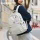熱風(fēng)雙肩包女簡(jiǎn)約百搭大容量輕便休閑背包戶(hù)外通勤旅行包學(xué)生書(shū)包 淺灰