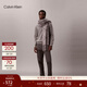 Calvin KleinJeans【新年禮物】秋冬男女情侶ck羊毛混紡老花提花流蘇圍巾 N3Z-深灰 均碼